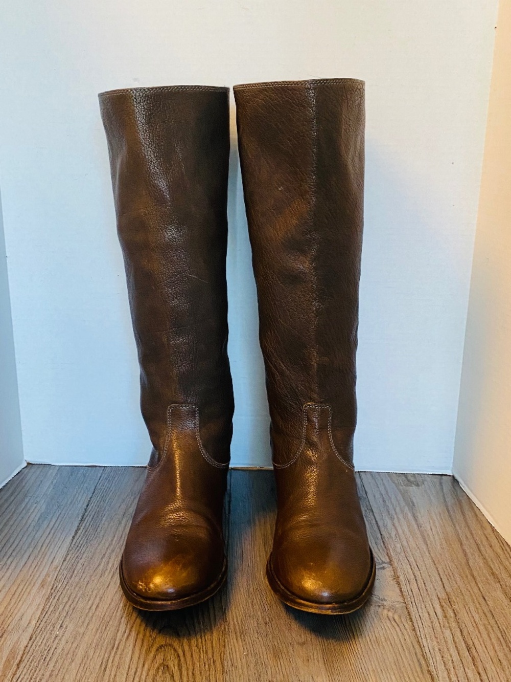 Frye Melissa Button Back Zip Womens Brown Leather Tall Riding Boots, 9.5 B.